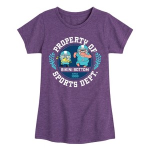 Girls' - Spongebob Squarepants - Property Of Bikini Bottom Sports Dept Fitted Short Sleeve Graphic T-Shirt - 1 of 4