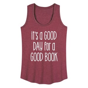 Women's - Instant Message - It's A Good Day For A Good Book Graphic Racerback Tank - 1 of 4