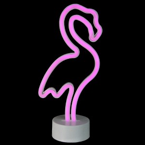 Northlight 11.5" Battery Operated Neon Style LED Flamingo Table Light - Pink - 1 of 4