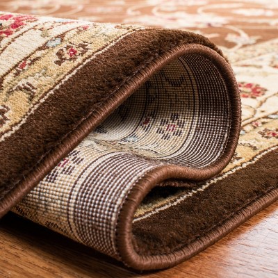 Elegant Ivory and Brown Traditional Runner Rug - 2'3" x 12'