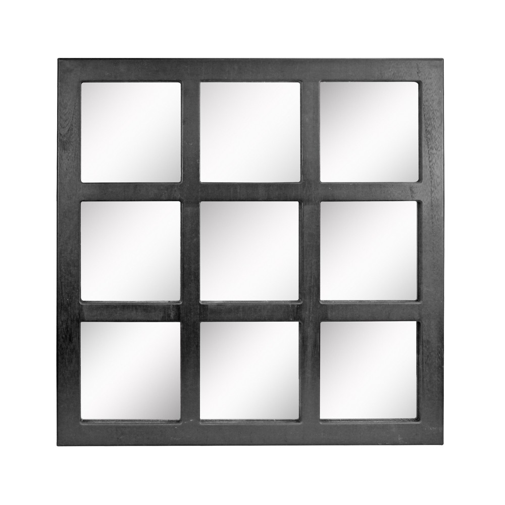 Photos - Wall Mirror 23.5" x 23.5" Rustic 9-Panel Window pane Decorative  Black - St