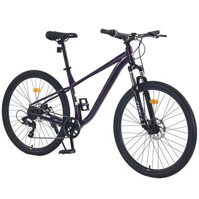 Aukfa Mountain Bike Suspension Fork 27.5 Inch Wheels 8 Speed Bicycle Dual Disc Brakes, All Terrain Mountain Bike Men Women Youth