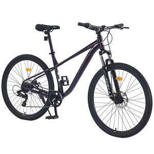 Aukfa Mountain Bike Suspension Fork 27.5 Inch Wheels 8 Speed Bicycle Dual Disc Brakes, All Terrain Mountain Bike Men Women Youth - 1 of 4