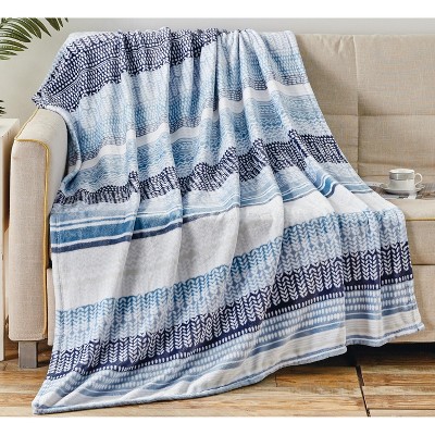 Anissa Blue and White Fleece 50x70 Decorative Throw Blanket