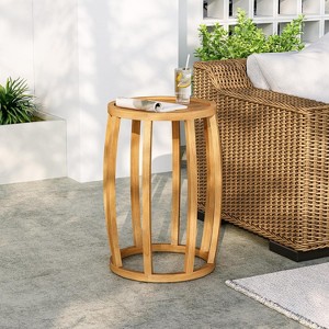 Tribesigns Solid Wood Round Side Table, Small Farmhouse End Table for Living Room, Couch Side, Natural Wooden Nightstand for Bedside, Bedroom, Brown - 1 of 4