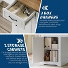 Acekool 60" Executive Farmhouse Desk with Drawers and Storage Cabinets, Rustic Wood Computer Desk for Home Office and Study, Antique White - 4 of 4