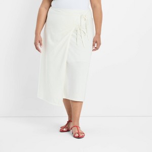 Women's Mid-Rise Linen Midi Wrap Skirt - Future Collective - 1 of 3