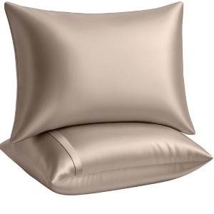 BLISSFORD Satin Pillowcase with Zipper, Satin Pillow Cases 2 Pack, Silk Pillow Cover - 1 of 4