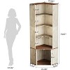 Tribesigns 70.87" Tall Corner Storage Cabinet with Doors, Wooden 6-Tier Bookshelf Bookcase Display Shelving Unit for Living Room - 3 of 4