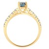 Pompeii3 .60Ct Blue & White Diamond Engagement Ring in 14k Yellow Gold - 3 of 4