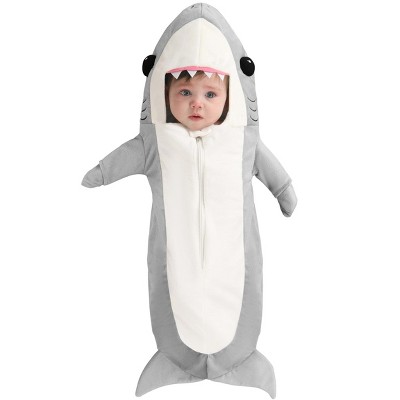 HalloweenCostumes.com 0-3 Months   Swimming Shark Bunting Costume For Infants., Black/White/Gray