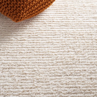 Ivory Square Hand-Tufted Shag Wool Area Rug 3' x 5'