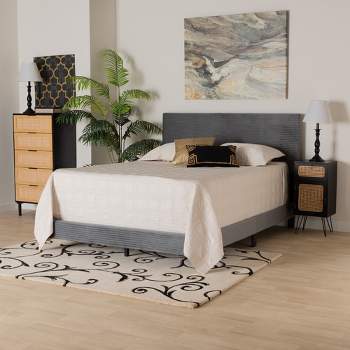Baxton Studio Abberton Modern and Contemporary Velvet and Metal Panel Bed