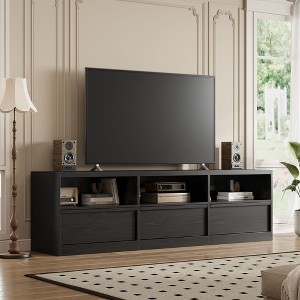 70 inch Wood TV Stand for 80" TVs, Mid Century Modern Entertainment Center with Storage Drawer & Open Shelves, for Living Room/Bedroom - 1 of 4