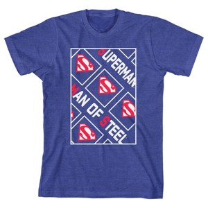 Superman Man of Steel Comic Book Logo Boy's Royal Blue T-shirt - 1 of 3