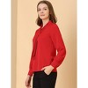 INSPIRE CHIC Women's Long Sleeve Pleated Tie Neck Office Blouses - 4 of 4