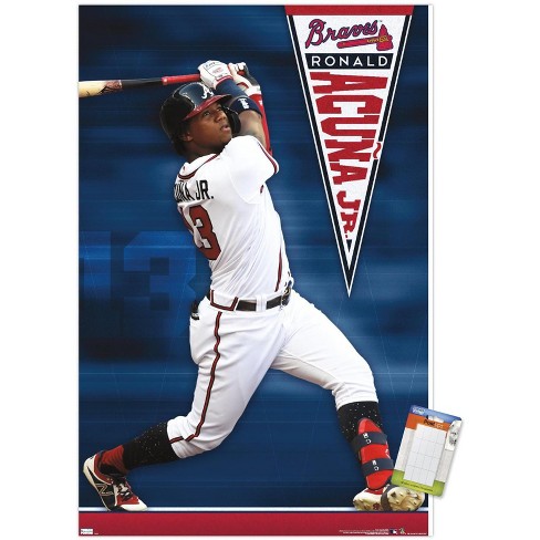 Trends International MLB Atlanta Braves - Neon Helmet 23 Framed Wall Poster  Prints White Framed Version 22.375 x 34