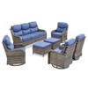 Gymojoy 7 Pieces Outdoor Patio Sofa Ottoman with Swivel Chairs Table - 3 of 4