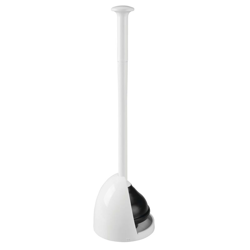 mDesign Plastic Freestanding Hideaway Toilet Bowl Plunger with Holder, 1 of 7