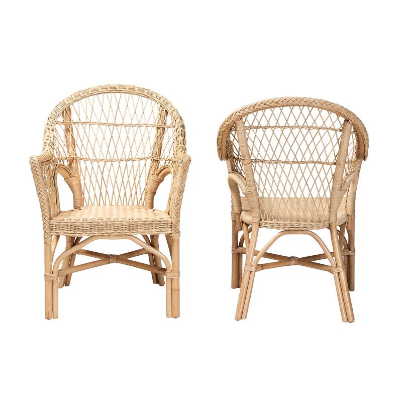 bali & pari Zara Modern Bohemian Natural Rattan 2-Piece Accent Chair Set, 3 of 9
