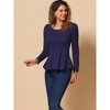 INSPIRE CHIC Women's Long Sleeve Scoop Neck Casual Peplum Shirt - 2 of 4