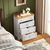 Drawer Nightstand Cabinet with Night Light - White Drawer Dresser with LED Strip and Visible Glass Table-top for Bedroom, Living Room, Entryway - 2 of 4
