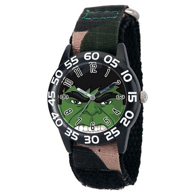 Boys' Marvel's Avengers Hulk Black Plastic Time Teacher Watch - Camo