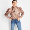 Women's Puff Shoulder Long Sleeve Mock Neck Blouse - Future Collective™ with Kahlana Barfield Brown - image 3 of 3