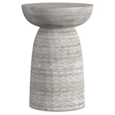 Willis Wooden Accent Table White Wash - WyndenHall: Round Mango Wood, Scratch-Resistant, 17.7" Height