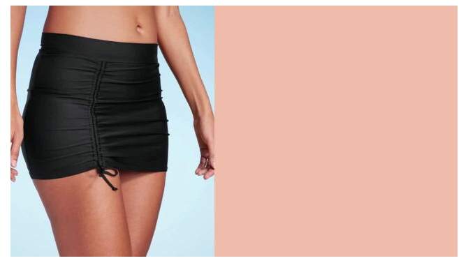 Women's High Waist Shirred Swim Skirt - Shade & Shore™ Black, 2 of 7, play video