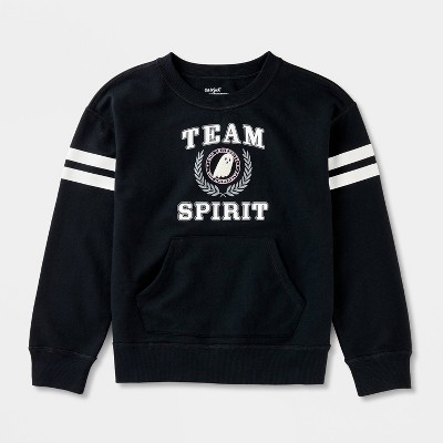 Girls' Adaptive Halloween Pullover Sweatshirt - Cat & Jack™ Black