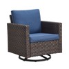 POCASSY 1 Piece Outdoor Swivel Rocker, Brown Wicker All Weather Swivel Gliding Patio Chair with Deep Seat High Back for Porch Balcony Deck - 3 of 4