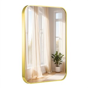 Gold Framed Rectangle Deco Mirror 24 in. W x 32 in. H Rectangle Modern Framed Decorative Wall Mirror - 1 of 4