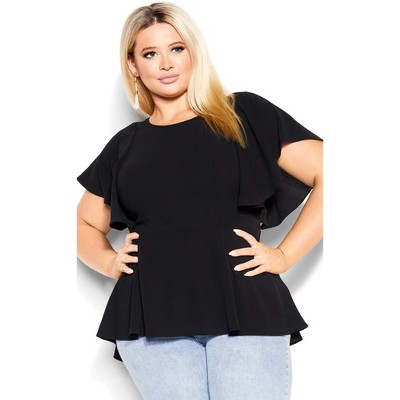 Women's Plus Size Romantic Mood Top - black | CITY CHIC