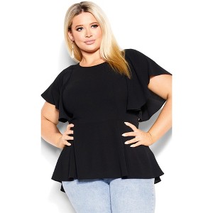 Women's Plus Size Romantic Mood Top - black | CITY CHIC - 1 of 4