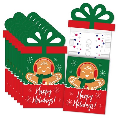 Big Dot of Happiness Gingerbread Christmas - Gingerbread Man Holiday Party Money and Gift Card Sleeves - Nifty Gifty Card Holders - 8 Ct