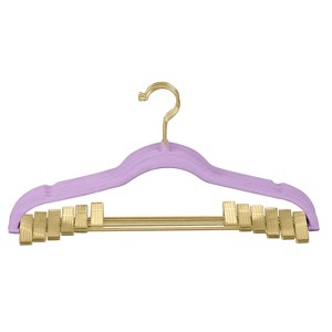 Simplify 6pk Velvet Suit Hanger with Shiny Gold Clips Lavender - 1 of 4