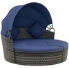 Resenkos 4-Piece Round Convertible Daybed with Cushions, Outdoor Sectional Furniture, PE Rattan, - 2 of 4