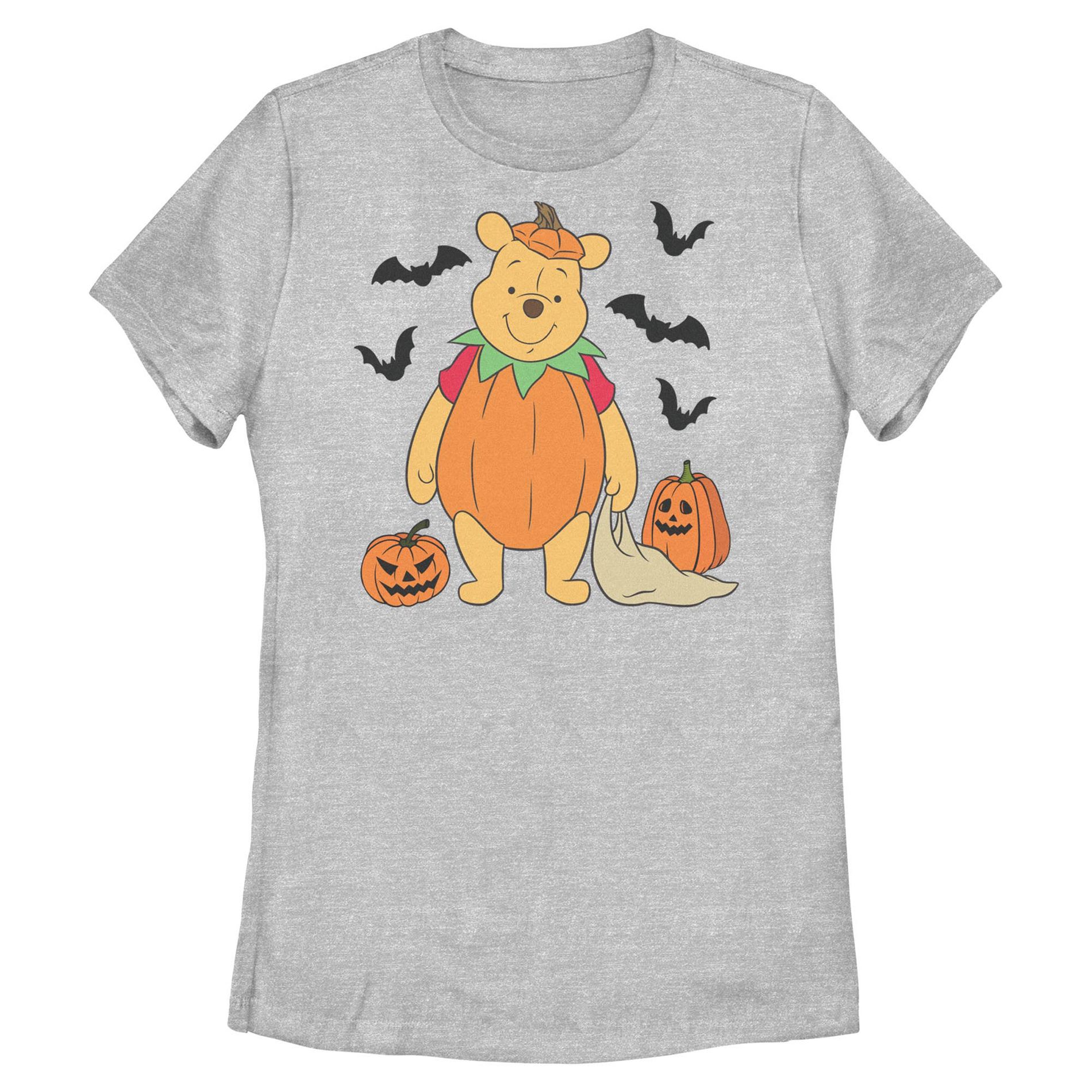 Womens Winnie the Pooh Halloween Bear Pumpkin Costume Bats T Shirt