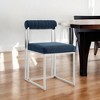 HomeRoots Set of Two Blue And Silver Upholstered Polyester Open Back Dining Side Chairs - 2 of 4