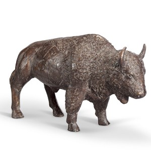 SPI Home Prairie Strider Buffalo Sculpture – Aluminum Western Accent, 20” Bronze Wildlife Decor for Shelf or Desk - 1 of 4