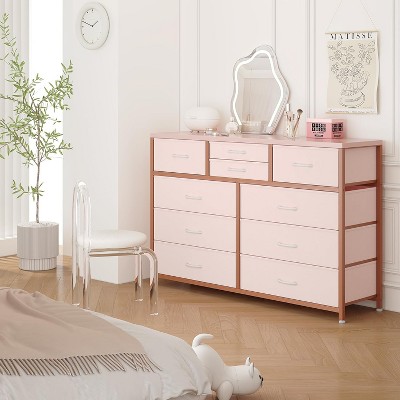 Garvee 10 Drawers Dresser for Bedroom, Entertainment Center TV Stand for 55” TV, Fabric Chest of Drawers with Storage Drawers