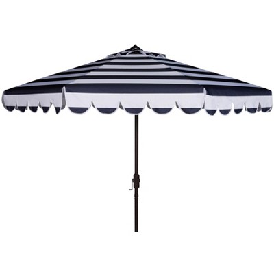 Maui Single Scallop Striped 9Ft Crank Push Button Tilt Umbrella - PAT8011 - Safavieh