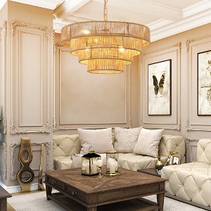 KTMBDW Modern Chandeliers 4/5 Tiers Pendant Light Fixtures Round Flush Mount Chandeliers Ceiling Lighting Dimmable for Living Room, Bedroom - 1 of 4