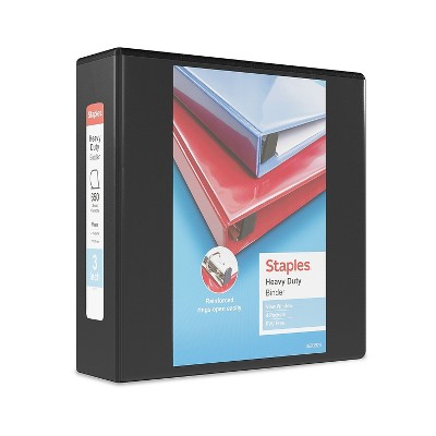 Staples Heavy-Duty 3" 3-Ring View Binders Black 4/Carton (24690CT) 56234CT/24690CT