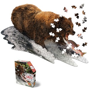 Madd Capp I Am Grizz - 300-Piece Animal-Shaped Puzzle, 30x21", Fun Fact Booklet - 1 of 4