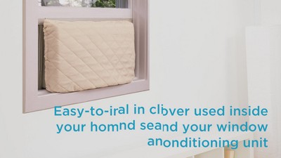 Beige Quilted Indoor Window Air Conditioner Cover