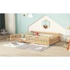 Streamdale Full Size Bed Floor Bed with Safety Guardrails and Door for Kids, Natural - 3 of 4