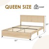 Full/Queen/King Platform Bed Frame, Full/Queen/King Size Bed Frame with Natural Rattan Headboard - 2 of 4