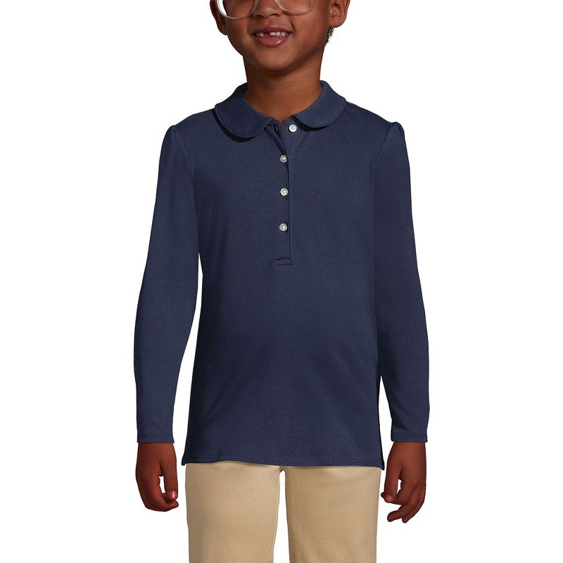 Lands' End Kids Long Sleeve Peter Pan Collar Polo Shirt, 3 of 4